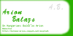arion balazs business card